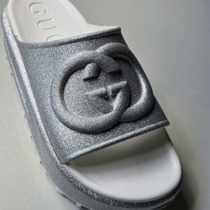 Gucci Metallic Silver Slides